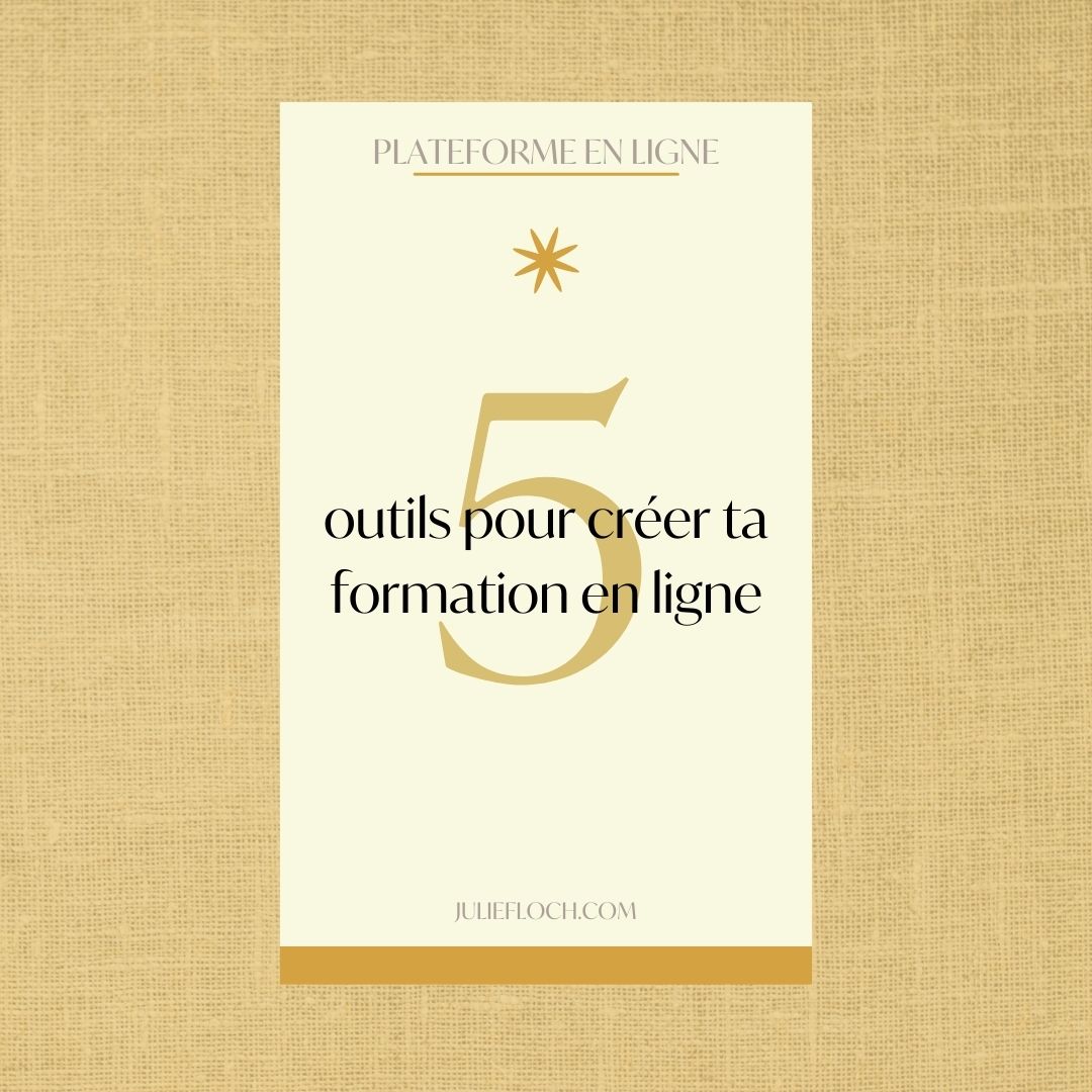 fond jaune clair avec le titre 5 outils pour créer ta formation en ligne
